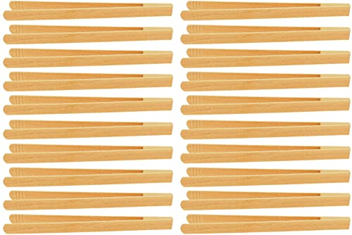 teemando® 20 X Marken Holz-Grillzange 40 cm aus Buchenholz für Wurst, Steaks und Gemüse. Die Bratwurst-Pinzette mit der Rillen-Fräsung