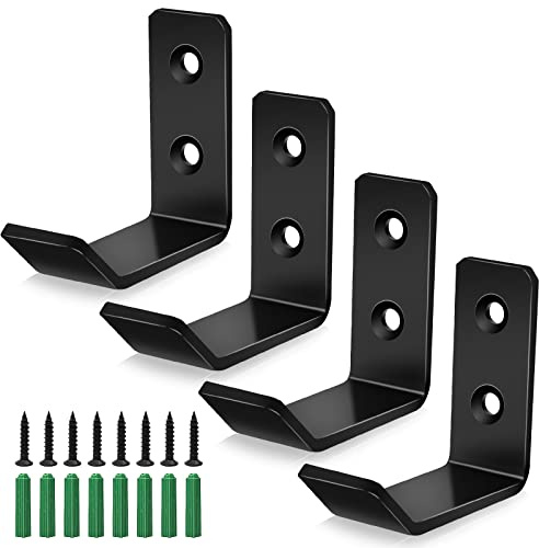GZLCEU 4 Stk Haken Schwarz,Edelstahl Wandhaken 5x4cm Korrosions Rostschutz | mit 8 Schrauben 8 Expansionsrohr für Familie,Bad,Küchenutensilien,Kleidung,Schlüssel,Taschen(Schwarz)