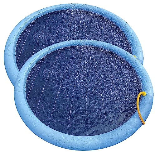 infactory Sprinklerpool: 2er-Set Wasser-Spielmatte für Kinder & Hunde, Schlauchanschluss, PVC (Spritzpools, Wassermatte)
