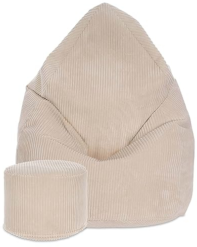 DreamRoots Sitzsack Cord Kinder Sitzsäcke Mädchen Jungen 70x70x105cm - Sitzsack mit Füllung, Hocker, Lehne und Bezug - Bean Bag Chair - Sitzkissen Boden - Chill Sack