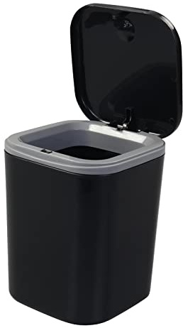 Idotry 0.5 Gallon Tiny Desktop Push-Button Trash Can, Mini Wastebasket, Black