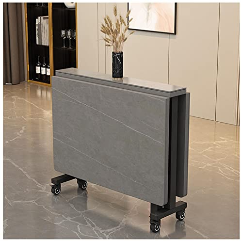 Klappbarer Esstisch aus Schiefer, vielseitiger Esstisch mit 6 Rollen, Klapptisch, sparsamer ausziehbarer Küchentisch, geeignet für kleine Räume, Restaurant, Küche, Schlafzimmer