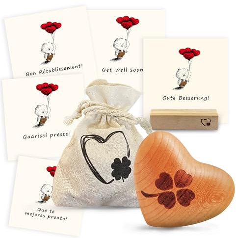 FunkenWerk® Geschenk-Set (Gute Besserung) Mutmacher Glücksbringer Glücksstein Talisman Krankheit Schule Abitur Prüfung Aufmunterung Motivation Mut Glück. Für Familie, Freunde und Kollegen