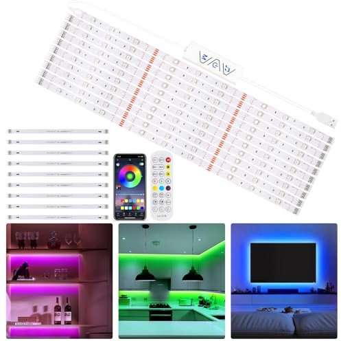 LXLQZXW Under Cabinet LED Strip Lights - 16.4FT, Color Changing, 10-Pack with Remote Control for Kitchens, Cupboards, Closets, Stairs, Shelves and Beds
