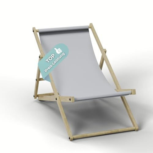 HAGO Liegestuhl Beige Liege Stuhl Strand Strandliege Sonnenliege Gartenliege Klappstuhl Lounge Chill 1 Stück
