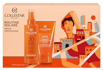 Collistar Cofanetto Regalo Solare Latte Solare Spray Abbronzante Idratante Viso-Corpo SPF 20 200 ml + in Regalo Doccia-Shampoo Doposole Idratante Restitutivo 150 ml