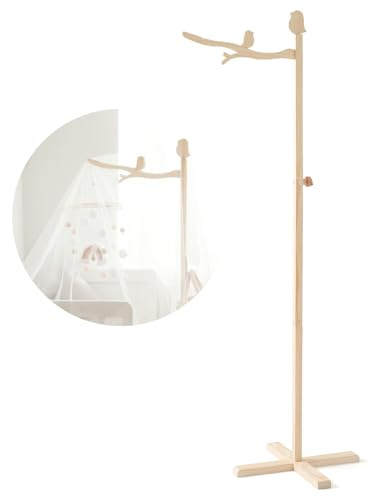 Mamimami Home Soporte móvil para cuna de bebé de pie para cuna-100% haya-movible soporte móvil mesa cambiador parque cuna prevención de caída diseño 57 pulgadas