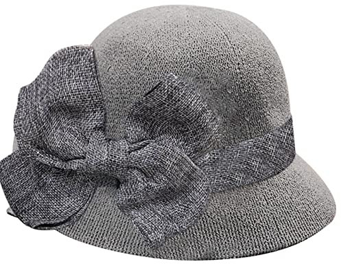 Moderner Sonnenhut für Herren, modisch, Damen, Sonnenhut, Strandhut, Sommerhut, Fischerhut, weiche Schleife, Baseballmütze, Hut mit Schnüren, grau, Einheitsgröße