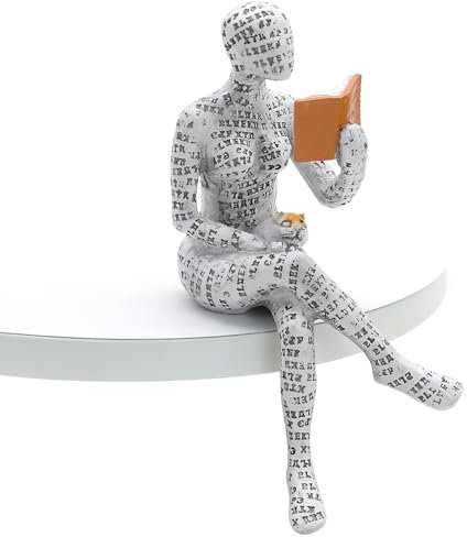 JJQHYC Figuras de Lectora Mujer para Estantería, Escultura Pensador Abstracto de Resina, Moderna Adornos Salon Decoración Hogar Regalo de Amante de los Libros (B)
