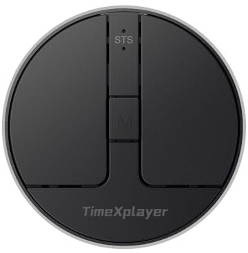 TIMEXPLAYER Stylish Mini Round Mouse with Pressure Sensing Reel, Ultra Portable Wireless Mouse Connectivity: Wired, 2.4G and Dual Bluetooth, Rubber Case Included (BT1/BT2-Black)