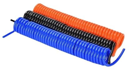 TaoHHU PU 6/8/10/12mm Polyurethane Air Compressor Hose Pneumatic Tube Flexible Tool Connector 6M/9M/12M/15M PU Spring Spiral Pipe(6X4MM-15M,Black)