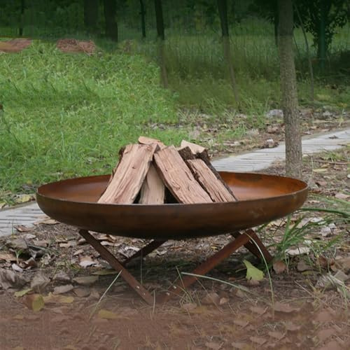 Grande braciere a legna per esterni, braciere robusto con supporto portatile, braciere in acciaio laminato a freddo in stile vintage, per esterni, giardino, campeggio, barbecue(70cm/27.56in)