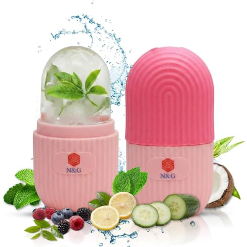 N&G Ice Roller for Face & Eyes – Reusable Silicone Ice Face Roller for Puffiness, Shrinks Pores & Boosts Skin Elasticity – Leak-Proof Cold Therapy Tool for Women (Pink)