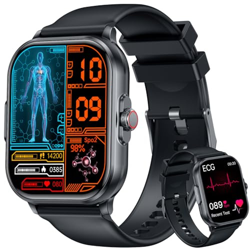 Smartwatch for Men Women Fitness Tracker: 2.01 HD ECG Smart Watch IP68 Waterproof Blood Pressure Oxygen Heart Rate Monitor Answer Make Call Step Counter Digital Touch Screen Sport Band Android iPhone
