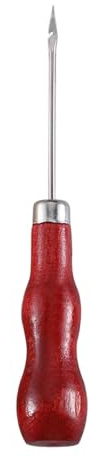 kowaku Leather Sewing Awl with Wood Handle Shoe Repair Scratch Awl Tool Hand Stitcher for Repairing Canvas Bag Leathercraft, Hook Head 13cm