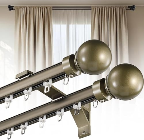 Bastone per tenda a doppio binario in alluminio da parete, silenzioso, 2,1 m, funzionamento fluido e facile installazione