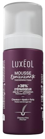 LUXEOL - Mousse Epaississante - +38% d'Epaisseur Dès la 1ère Utilisation* - Démêle les Cheveux & Réduit les Frisottis - À Base d'Algue Rouge & Protéine de Riz - Fabriquée en France - 150 ml