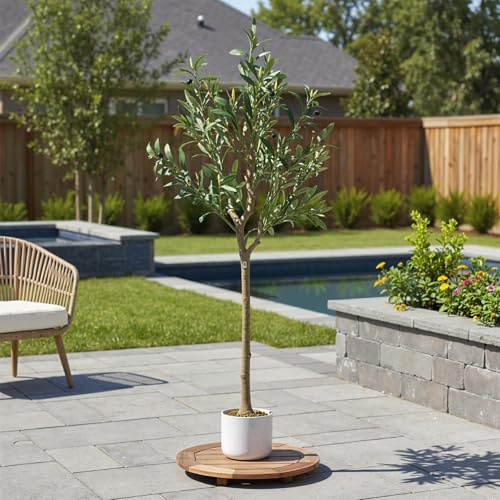 GarveeLife Olivo Artificial de 60 cm, 120 cm, 135 cm, Planta Artificial Grande en Maceta, decoración mediterránea para jardín, Sala de Estar y Oficina