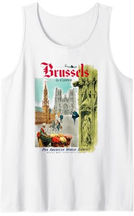 Pan Am Vintage Brussels Belgium Tour Poster Retro Travel Ad Tank Top