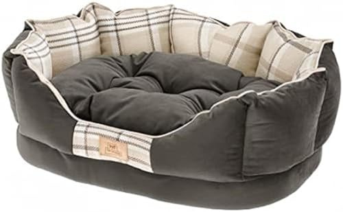 Ferplast Hundekörbchen Hundesofa Katzenbett CHARLES 70 Katzenkörbchen mit Kissen, Weiches Velours, Washbar, 68 x 47 x h 25 cm, Braun