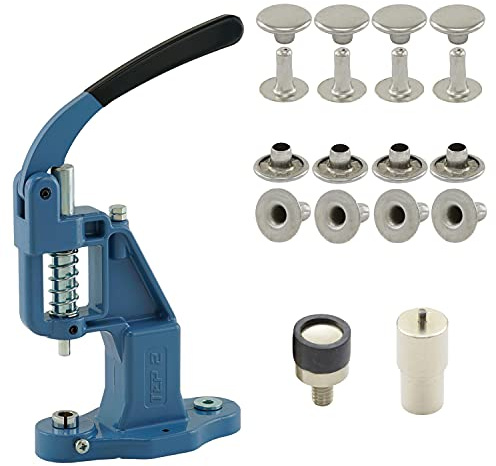 Getmore Parts Juego de Remaches Compuesto por Prensa de Ojales, Remaches Huecos y 100 Remaches Huecos de Cabeza Individual, Acero – Plata, 6 mm