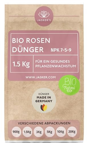 JASKERS® Langzeit Rosendünger Bio 1.5 Kg | Optimaler Dünger Für Rosen - Stärkt Und Vitalisiert | Nährstoffreicher Rosen Langzeitdünger & In Deutschland Abgefüllt