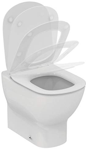 Ideal Standard - Tesi, WC a terra filo parete universale Aquablade, Copriwater sottile con chiusura rallentata, T353601, Bianco