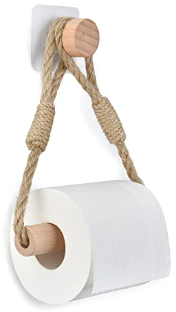 Portarotolo carta igienica senza foratura, porta rotolo di carta igienica vintage, porta asciugamani per WC, bagno, bagno, decorazione vintage, decorazione boho, corda industriale