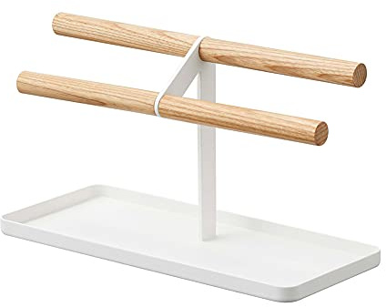 YAMAZAKI 5170 TOSCA Watch & Accessory Organiser, white, Steel/Wood, 24 x 10.5 x 13.5 cm