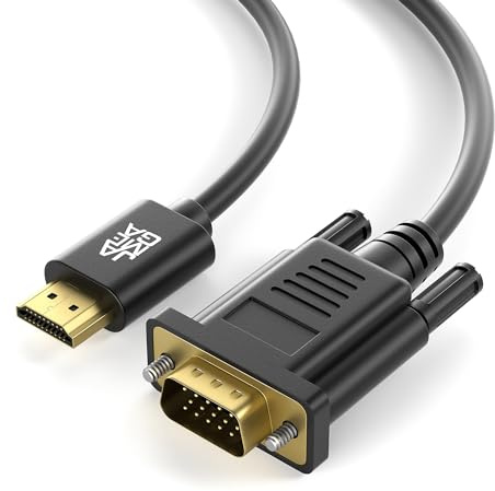 JAMEGA - 1,5m HDMI zu VGA Konverter-Kabel | Vergoldete HDMI auf VGA D-SUB 15 Pin HDTV 1080P Auflösung umwandeln kompatibel mit Computer, Desktop, Laptop, PC, Monitor Beamer