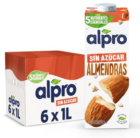Alpro Bebida Vegetal de Almendras sin Ázucar - Pack de 6 x 1L