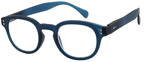 JOOX Occhiali da Lettura Rotondi Retrò Uomo,Filtro che Blocca la Luce Blu | Cerniera a molla flessibile,stile vintage sia per donna,blu opaco,2.5x
