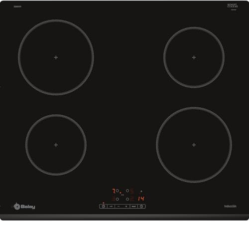 Balay - Placa de inducción, 60 cm, Control Deslizante 17 niveles, Inicio automático y programación de tiempo de cocción, 4 zonas, Boost, 3EB861FR
