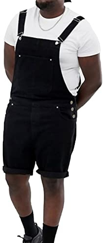 Salopette Uomo Jeans Corta Pantaloni Corti Tutine Pantaloncino Shorts Tuta Jeans Corti in Bretelle Salopette da Casual Salopette Corta in Denim da Ragazzo Tuta Intera Tuta Estiva Slim Fit Romper