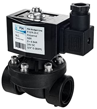 FSA Magnetventil Kunststoff PA6 3/4 24V DC 0-6 bar NBR stromlos geschlossen