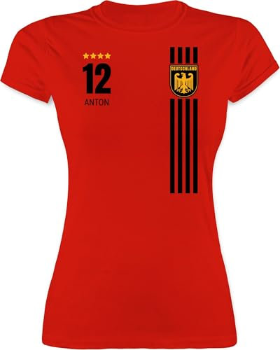 Shirt Damen - 2026 Fussball WM Fanartikel - Deutschland Germany Trikot Style - XXL - Rot - Deutschland-t-Shirt em Trikots fußball deutsche Funshirts für Frauen Deutschland. Tshirt em-Trikots
