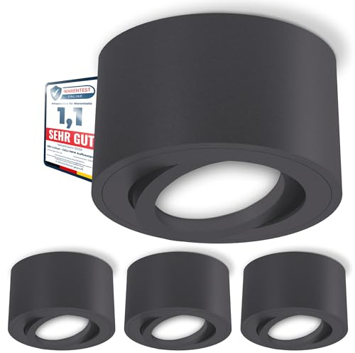 SSC-LUXon 4x CELI-1N Spot Deckenleuchte schwenkbar anthrazit mit LED Leuchtmittel neutralweiß 4W 230V - flache Aufputzlampe rund
