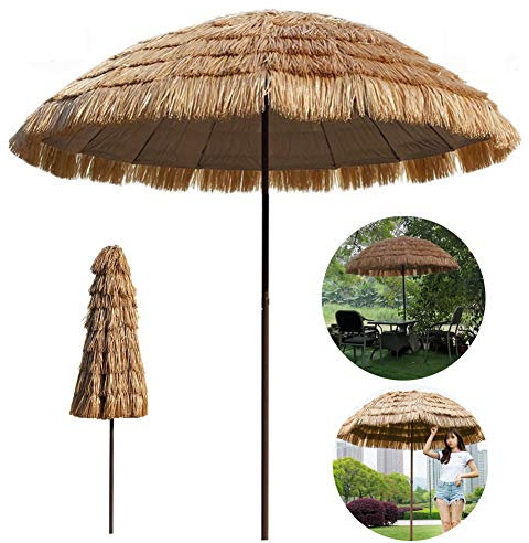 CHEMYO Beige Strandschirm Garten Terrasse Sonnenschirm tragbar 16 Rippen belüftet Haushaltswaren Spielzeuggeschäft Hochzeit Party kleines Bistro 2,4 m/8'
