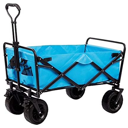 TEmkin Klappbarer Gartenwagen für den Außenbereich, zusammenklappbarer Schubwagen mit Bremse, tragbarer, rollender, Leichter Strand-Außenwagen, für Gartenpicknick, Tragfähigkeit 100 kg (Stil 1)