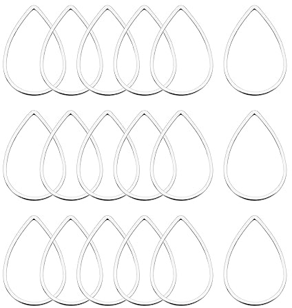 sourcing map Tropfen Bördeln Reifen Verbindung Hohle Offene Lünette Charme Verknüpfung Ringe 14x22mm Silber Ton für Ohrring Schmuck Herstellung Pack von 20