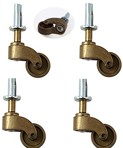 ESOUY Schwenkbare Lenkrollen, Vintage-Möbelrolle aus Nylon, mit Öl eingeriebener Bronze, stumm, 4 Stück, mit Kolbenstange M10, für Sofa, Stuhl, Couchtisch, Retro-Möbel
