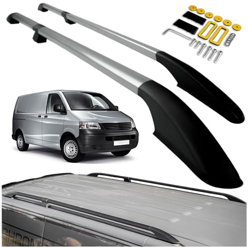 CHROMEMASTER Dachreling Dachträger Kompatibel mit VW T5 Transporter Long 2003-2015 | Zur Befestigung der Dachgepäckträger, Dachboxen oder Dachfahrradträger | Robuste Konstruktion aus Alu