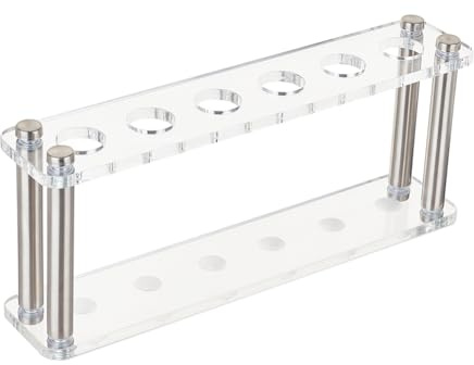 OLYCRAFT 6 supports de tubes à essais en acrylique transparent Support de tubes à essais en acrylique Support de tubes à centrifuger pour tubes à essais de laboratoire de chimie - 24x5x9.2cm