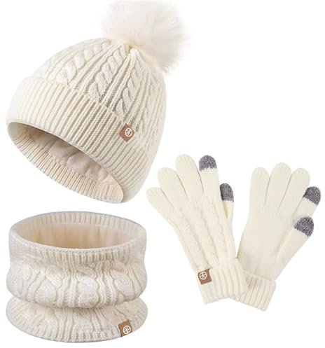 5-12 Jahre Kindermütze + Loop Schal + Handschuhe Set Winter Warme Kindermütze Mütze Und Schal Set Damen Mütze Damen Mit Ohrenklappen Damen Mütze Und Schal