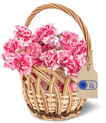 Creative Home Liten Flätad Korg med Handtag för Barn | 16 x 16 x 23 cm (+/- 1 cm) | Lätt Slitstark | Barn Påskkorg Presentkorg Fruktkorg | Naturligt Brunt