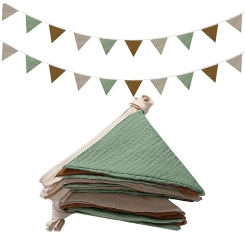 Bimhayuu Wimpelkette Kinderzimmer Girlande Stoff Wimpelkette aus Baumwolle Kinderzimmer Deko Kinder Mädchen Jungen Zubehör für Hausbett Babybett Kinderbett Wanddeko Geschenk (A)