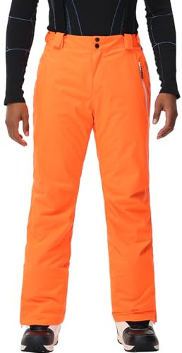 HOTIAN Herren Skihose Wasserdicht Wasserdicht Schneehose Atmungsaktive Warm Outdoorhose Hosenträger Schneehosekihose Winter Snowboardhose Trekkinghose Orange XXL