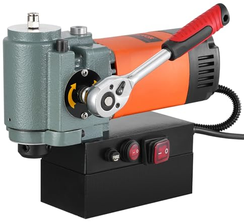 VEVOR Magnetbohrmaschine, Kernbohrmaschine 1300 W, flache tragbare Magnetbohrmaschine mit Kühlvorrichtung und Überlastschutz, Magnetpresse für Geräteinstallation, Industrie, Metallbearbeitung, Orange