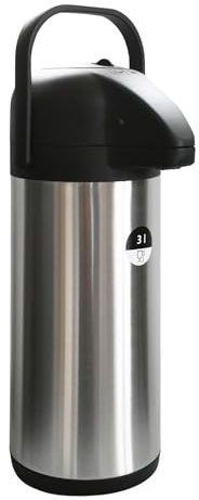 Airpot Pumpkanne 3l Isolierkanne Thermoskanne isolierte Kaffeekaraffe Kaffeekanne Gastro Kaffeespender auch für Camping aus Edelstahl & GRATIS-HLKauf-Block