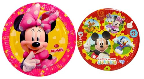 Disney Lot de 16 assiettes en carton, 8 grandes (23 cm) + 8 petites assiettes (19,5 cm) sur le thème Mikey Mouse ClubHouse Minnie Donald Duck Donald Duck Donald Duck Donald Duck Donald Donald Duck